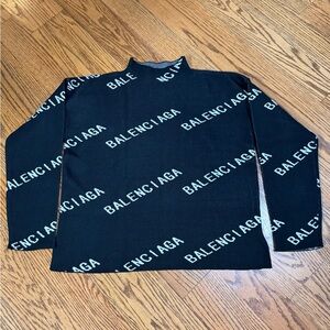 Balenciaga Black Turtleneck Sweater with Logo Print